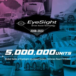 EyeSight Badge mit Info über 5000000 verkauften Autos weltweit.