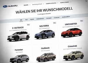 Screenshot des Subaru Neuwagenkonfigurators