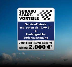 Wolken Himmel mit Subaru Start-Vorteile Q2 2025 Signet